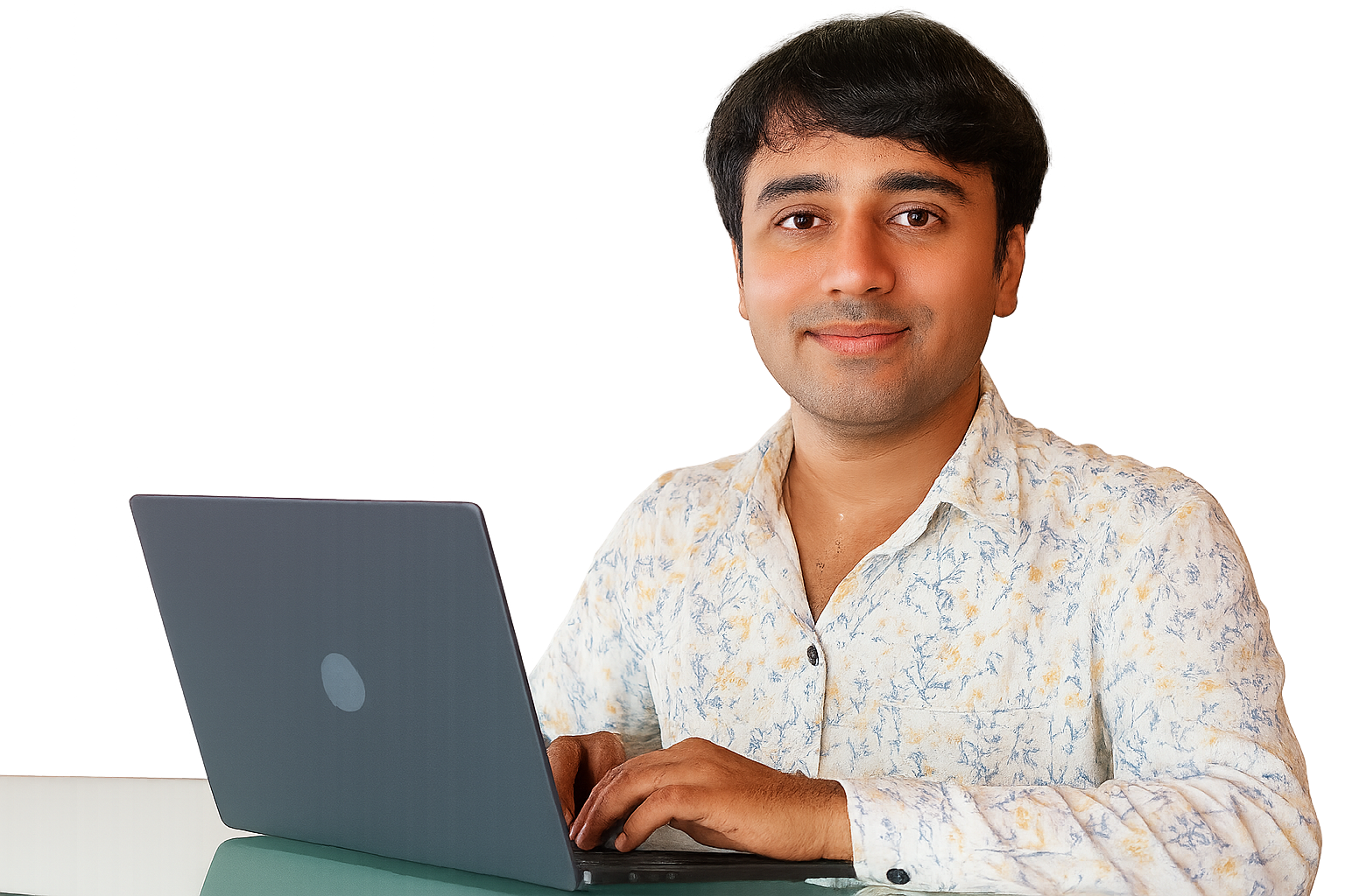 Illustration of a person working on a laptop